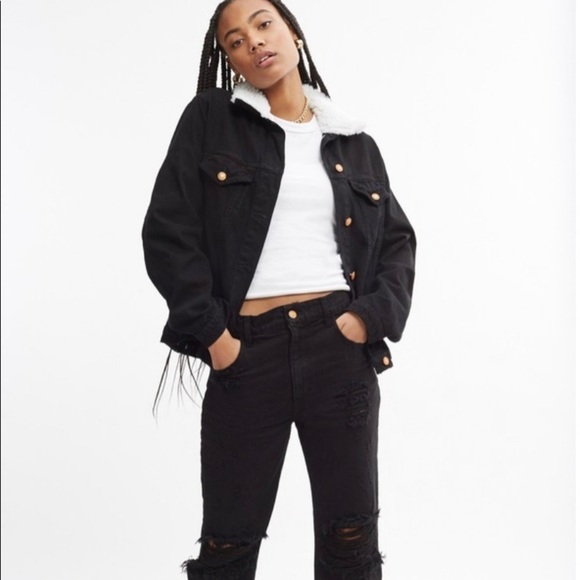 La Detresse x Bandier black denim fur jacket sunset after dark NWT - Picture 6 of 11